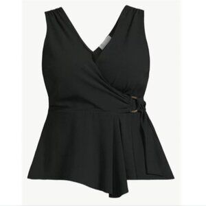 NWT Sofia Jeans by Sofia Vergara Women CrossPeplum Sleeveless Black Tank size M